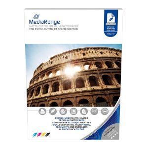 MediaRange carta fotografica A4 doppio lato PATINATA OPACA 140g, 100 fogli – MRINK111 per inkjet