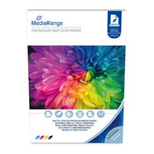 MediaRange DIN A4 CARTA FOTOGRAFICA , PATINATA OPACA (Matte-Coated), 105g, Conf 100 fogli – MRINK116