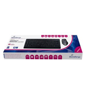 MediaRange Set combo tastiera e mouse wireless, QWERTY (UK), nero / grigio - MROS104-UK
