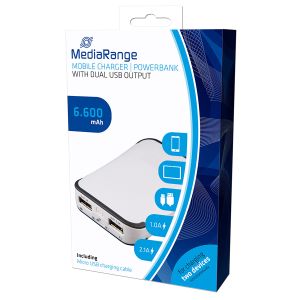 MediaRange Caricatore portatile Powerbank 6.600 mAh con dual USB output - MR742
