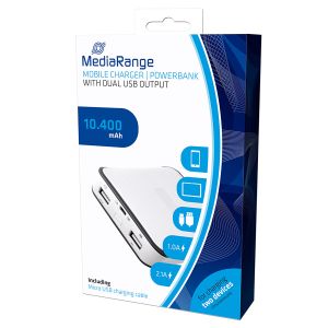 MediaRange Powerbank Caricabatterie Portatile Mobile Charger 10.400 mAh con DOPPIA uscita USB - MR744