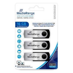 MediaRange USB Flash Drive 16GB - confezione da 3 Pendrive - MR910-3