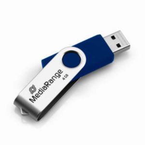 MediaRange USB Flash Drive 4GB Pendrive Pen Drive 4 gb - BLUE/SILVER - MR907-BLUE