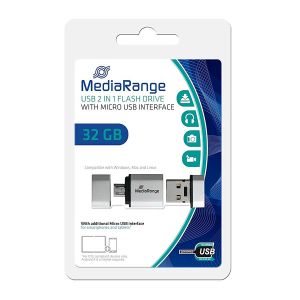 MediaRange USB Nano Flash Drive con adattatore Micro USB (OTG) 32GB in Blister  - MR932