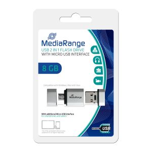 MediaRange USB Nano Flash Drive con adattatore Micro USB (OTG) 8GB in Blister  - MR930