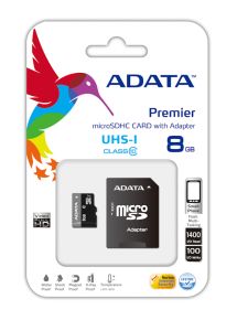Micro SD Adata 8GB + Adattatore Memory Card microsd Classe 10 Blister