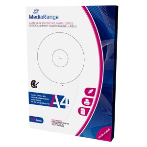 MediaRange 100 etichette stampabili per CD DVD 41-118mm opaca - MRINK131