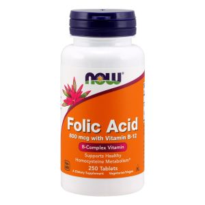 NOW FOODS Folic Acid B Complex Vitamin 250 tablets - acido folico