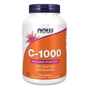 NOW FOODS Vitamin C + Rose Hips + Bioflavonoidi 1000mg, 250 Vtabs, Rosa Canina