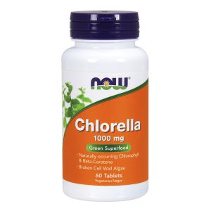 NOW FOODS Chlorella 1000mg 60 tablets - clorofilla e betacarotene