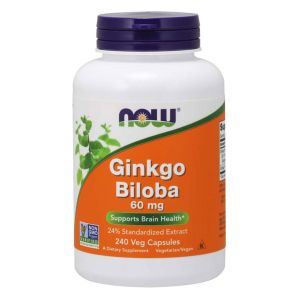 NOW FOODS Ginkgo Biloba 60 mg - 240 Veg Capsules - salute del cervello