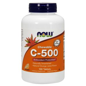 NOW FOODS C-500 Chewable 100  tavolette masticabili Gusto Arancio - vitamina C