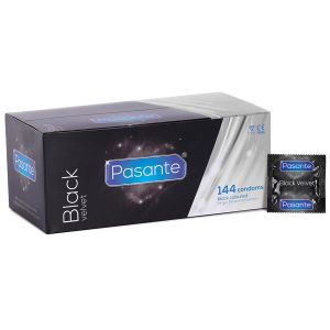 PASANTE BLACK VELVET - Preservativi Neri comodi - CONFEZIONE CLINIC DA 144 PEZZI