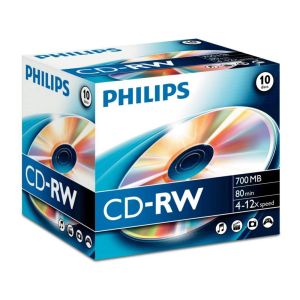 Philips 10 CD-RW riscrivibili 700 MB 80 minuti 12X in jewel box - CW7D2NJ10