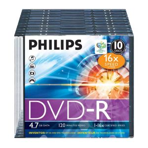 Philips 10 DVD-R 4.7Gb 120 minuti 16X in slim case - DM4S6S10F