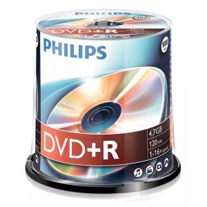 Philips 100 DVD+R 16x 4,7 GB/120 min, in cake - DR4S6B00F