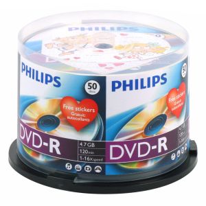 Philips DVD-R 4,7GB Cake 16X 120 Minuti in campana da 50 pezzi - DM4S6A50F-00