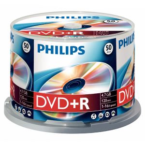 Philips DVD+R 4,7GB 16X 120 Minuti in campana da 50 pezzi - DR4SB50F-00