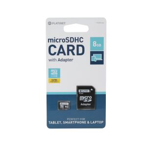 PLATINET micro SDHC SECURE DIGITAL + adattatore SD 8GB classe 10 (40799)