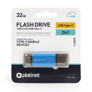 Platinet Pendrive USB 3.0 + Type-C, 32Gb, BLUE - 45452