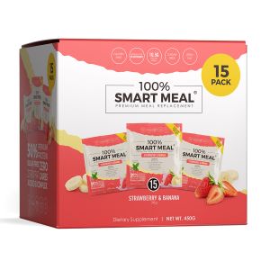 100% Smart Meal Premium Meal Replacement,15 Pack - Strawberry Banana (Sostitutivo Pasto)