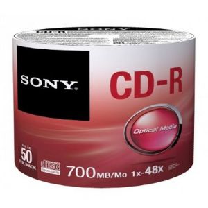 CD-R Sony 700MB 80Minuti 52X in Spinfle da 50 pezzi 50CDQ80SP