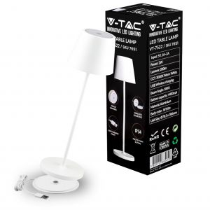 V-TAC Lampada LED da Tavolo 2W BIANCO, base Wireless 3000K IP54 VT-7522 SKU 7651