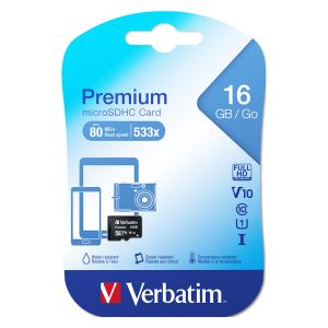Verbatim Premium microSDHC Card - 16Gb - classe 10 - 44010