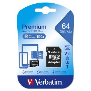 Verbatim Premium microSDHC Card con adattatore - 64Gb - classe 10 - 44084