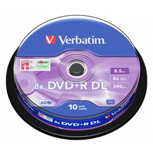 Verbatim 10 DVD+R Dual Layer 8X DL 8,5GB, in cake box - 43666