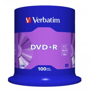 Verbatim 100 DVD+R 4,7GB AZO 16X Cake Box - 43551