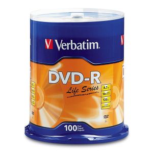 Verbatim 100 DVD-R Life-Series 4,7GB cake AZO 16X Matt Silver Box 97177