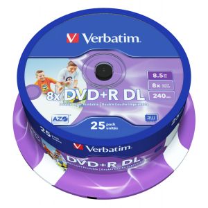 Verbatim 25 DVD+R Dual Layer Inkjet Printable 8X DL 8,5GB, in cake box - 43667