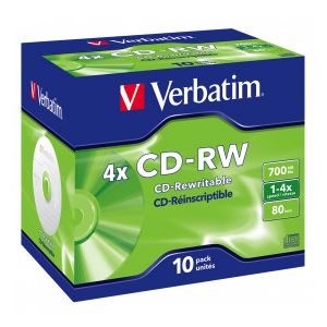 Verbatim 10 CD-RW Matt Silver 700Mb 4x Riscrivibili - jewel box - 43123