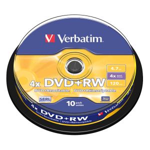Verbatim 10 DVD+RW Matt Silver 4,7GB Riscrivibili AZO 4X cake Box - 43488