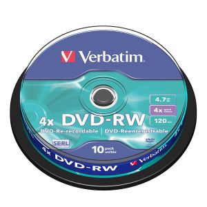 Verbatim 10 DVD-RW Riscrivibili Matt Silver 4,7GB AZO 4X cake Box - 43552
