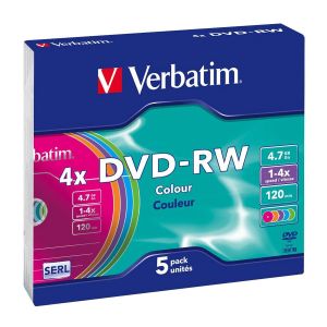 Verbatim 3 DVD-RW Colorati 4,7GB 4X in Jewel Box - 43563