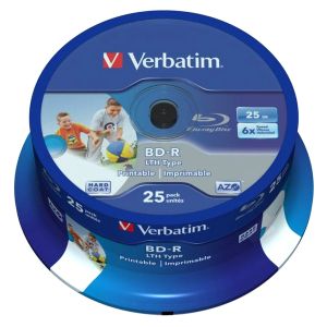 Verbatim BD-R SL LTH Type 25GB Wide Printable Print Stampabili 6X BD -R Originali Blu Ray Case - 43771