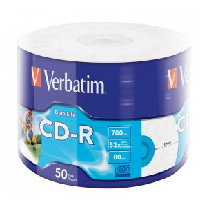 Verbatim 50 CD-R 52x 700MB 80 min Printable, in Shrink - 43794