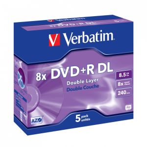 Verbatim 5 DVD+R DL Double Layer 8,5Gb 8X Matt Silver AZO in jewel case - 43541