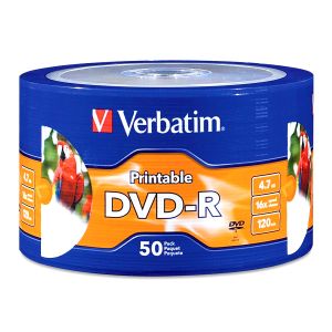 Verbatim 50 DVD-R 16x White Inkjet Printable 4.7GB Cellwrap - 97167