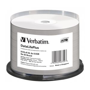 Verbatim 50 DVD+R Dual Layer 8X DL+ WIDE THERMAL PRINT 8,5GB cake box - 43754