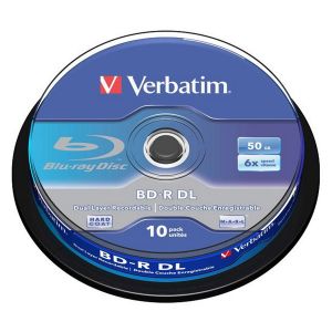 Verbatim 10 BD-R DL Blu Ray Dual Layer 50GB 6X BD-R  White-Blu, in cake - 43746