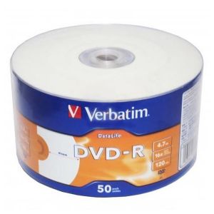 Verbatim 50 DVD-R DATALIFE Printable 16x 4.7GB, in Cellwrap - 43793