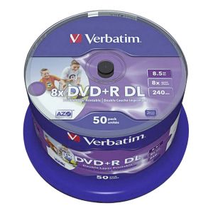Verbatim 50 DVD+R Double Layer 8.5 Gb Inkjet Printable, Spindle - 43703