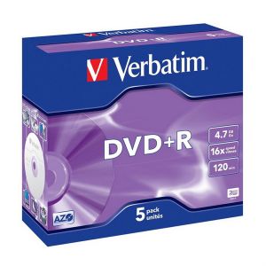 Verbatim DVD+R Matt Silver 4.7GB 16x in Jewel Case (confezione da 5 pz) - 43497