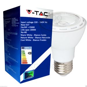 LAMPADINA LED V-Tac E27 8 WATT = 40 WATT BULB Par Lamp PAR20-Bianco Freddo 