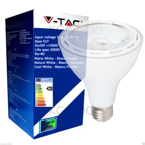 LAMPADINA LED V-Tac E27 12 WATT = 60 WATT BULB Par Lamp PAR30-Bianco Freddo 