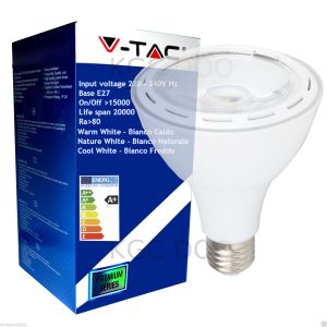 LAMPADINA LED V-Tac E27 12 WATT = 60 WATT BULB Par Lamp PAR30-Bianco Naturale