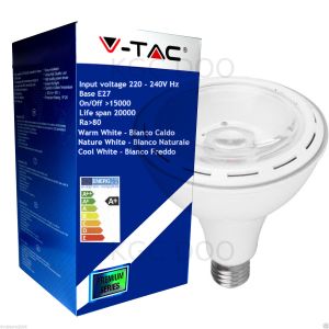 LAMPADINA LED V-Tac E27 15 WATT = 75 WATT BULB Par Lamp PAR38-Bianco Freddo 